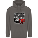 Never Give Up Gym Training Top Bodybuilding Mens 80% Cotton Hoodie Charcoal