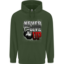Never Give Up Gym Training Top Bodybuilding Mens 80% Cotton Hoodie Forest Green