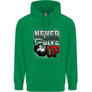 Never Give Up Gym Training Top Bodybuilding Mens 80% Cotton Hoodie Irish Green