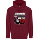 Never Give Up Gym Training Top Bodybuilding Mens 80% Cotton Hoodie Maroon