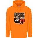 Never Give Up Gym Training Top Bodybuilding Mens 80% Cotton Hoodie Orange