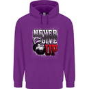 Never Give Up Gym Training Top Bodybuilding Mens 80% Cotton Hoodie Purple