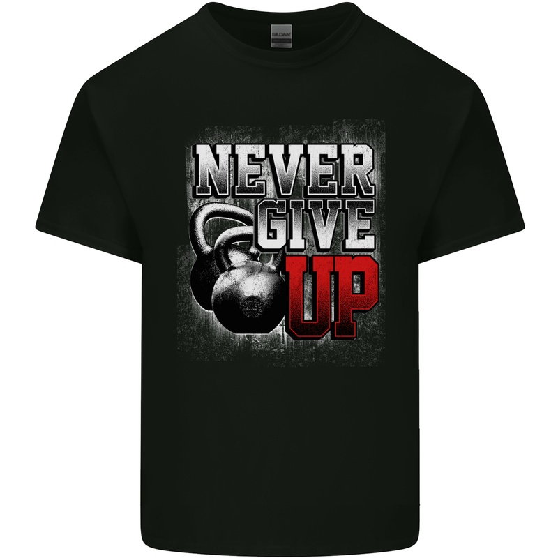 Never Give Up Gym Training Top Bodybuilding Mens Cotton T-Shirt Tee Top Black