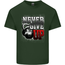 Never Give Up Gym Training Top Bodybuilding Mens Cotton T-Shirt Tee Top Forest Green
