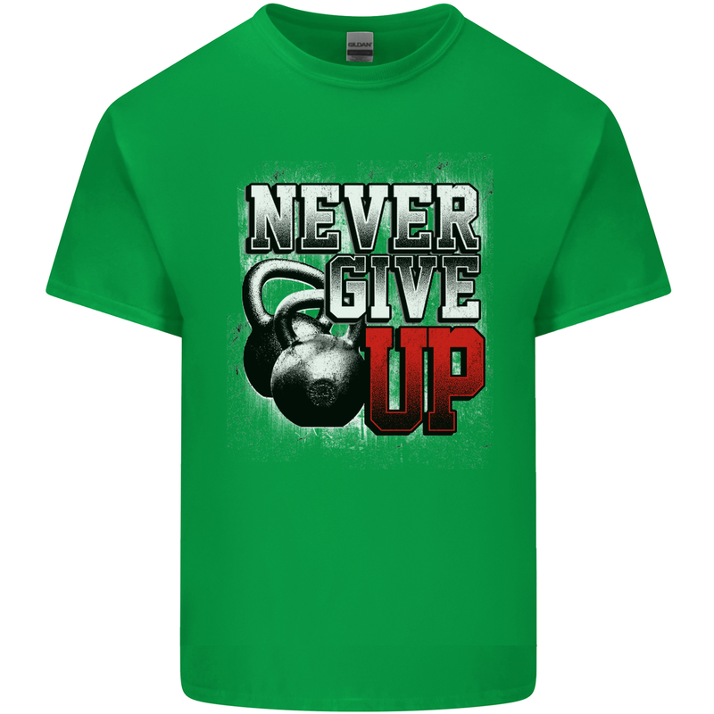 Never Give Up Gym Training Top Bodybuilding Mens Cotton T-Shirt Tee Top Irish Green