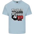 Never Give Up Gym Training Top Bodybuilding Mens Cotton T-Shirt Tee Top Light Blue