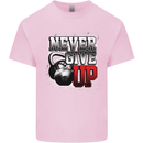 Never Give Up Gym Training Top Bodybuilding Mens Cotton T-Shirt Tee Top Light Pink