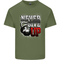 Never Give Up Gym Training Top Bodybuilding Mens Cotton T-Shirt Tee Top Military Green