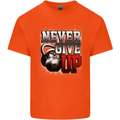 Never Give Up Gym Training Top Bodybuilding Mens Cotton T-Shirt Tee Top Orange