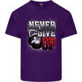 Never Give Up Gym Training Top Bodybuilding Mens Cotton T-Shirt Tee Top Purple