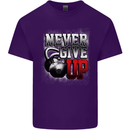 Never Give Up Gym Training Top Bodybuilding Mens Cotton T-Shirt Tee Top Purple