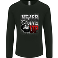 Never Give Up Gym Training Top Bodybuilding Mens Long Sleeve T-Shirt Black