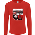 Never Give Up Gym Training Top Bodybuilding Mens Long Sleeve T-Shirt Red