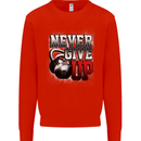 Never Give Up Gym Training Top Bodybuilding Mens Sweatshirt Jumper Bright Red