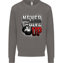 Never Give Up Gym Training Top Bodybuilding Mens Sweatshirt Jumper Charcoal