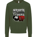 Never Give Up Gym Training Top Bodybuilding Mens Sweatshirt Jumper Forest Green