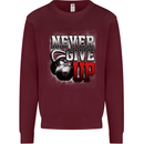 Never Give Up Gym Training Top Bodybuilding Mens Sweatshirt Jumper Maroon