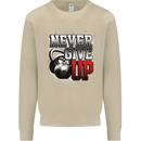 Never Give Up Gym Training Top Bodybuilding Mens Sweatshirt Jumper Sand
