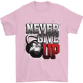Never Give Up Gym Training Top Bodybuilding Mens T-Shirt Cotton Gildan Light Pink