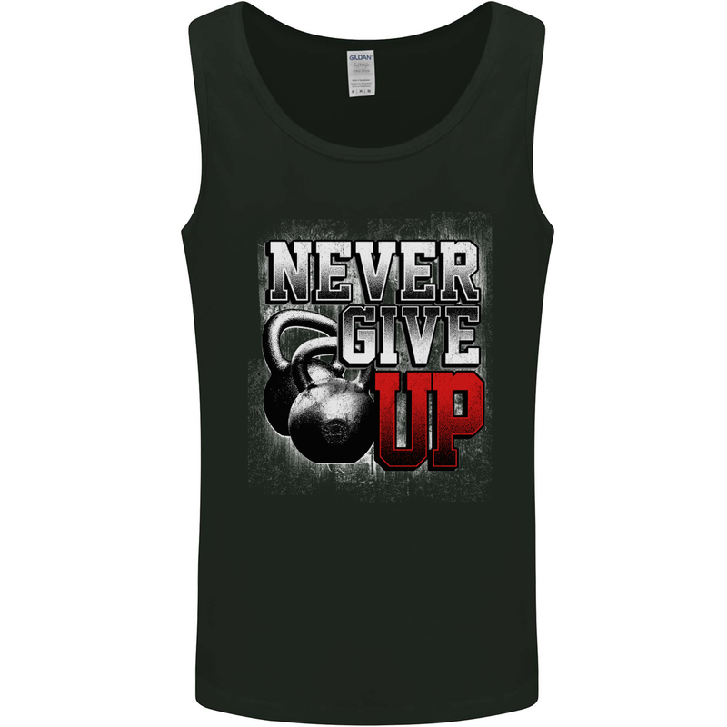 Never Give Up Gym Training Top Bodybuilding Mens Vest Tank Top Black