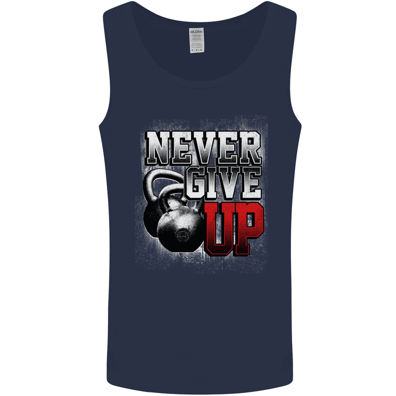 Never Give Up Gym Training Top Bodybuilding Mens Vest Tank Top Navy Blue