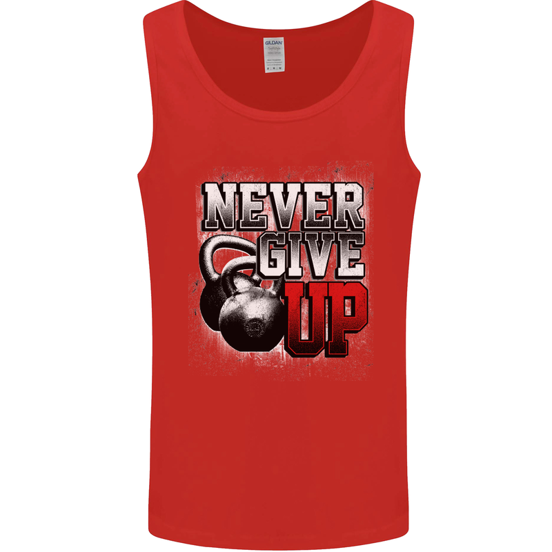 Never Give Up Gym Training Top Bodybuilding Mens Vest Tank Top Red