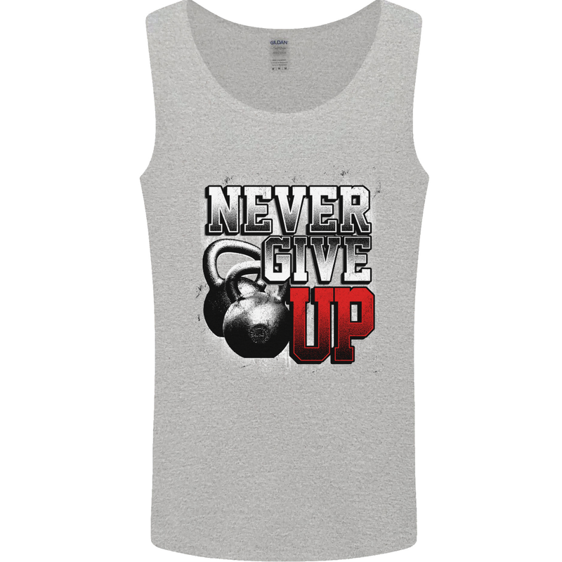 Never Give Up Gym Training Top Bodybuilding Mens Vest Tank Top Sports Grey
