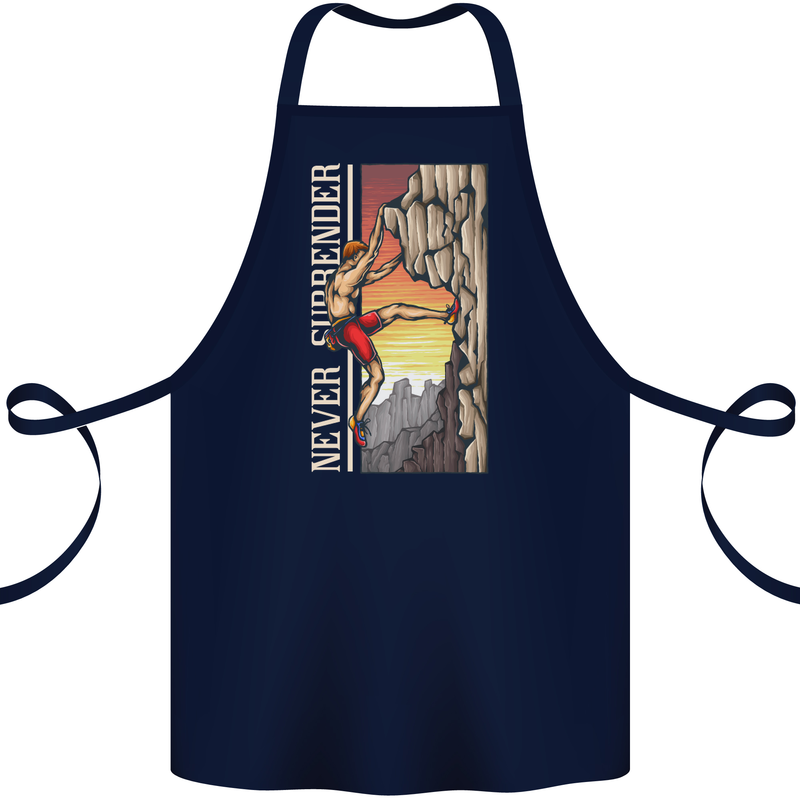 Never Surrender Rock Climbing Climber Cotton Apron 100% Organic Navy Blue
