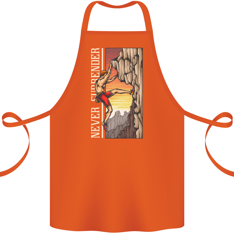 Never Surrender Rock Climbing Climber Cotton Apron 100% Organic Orange