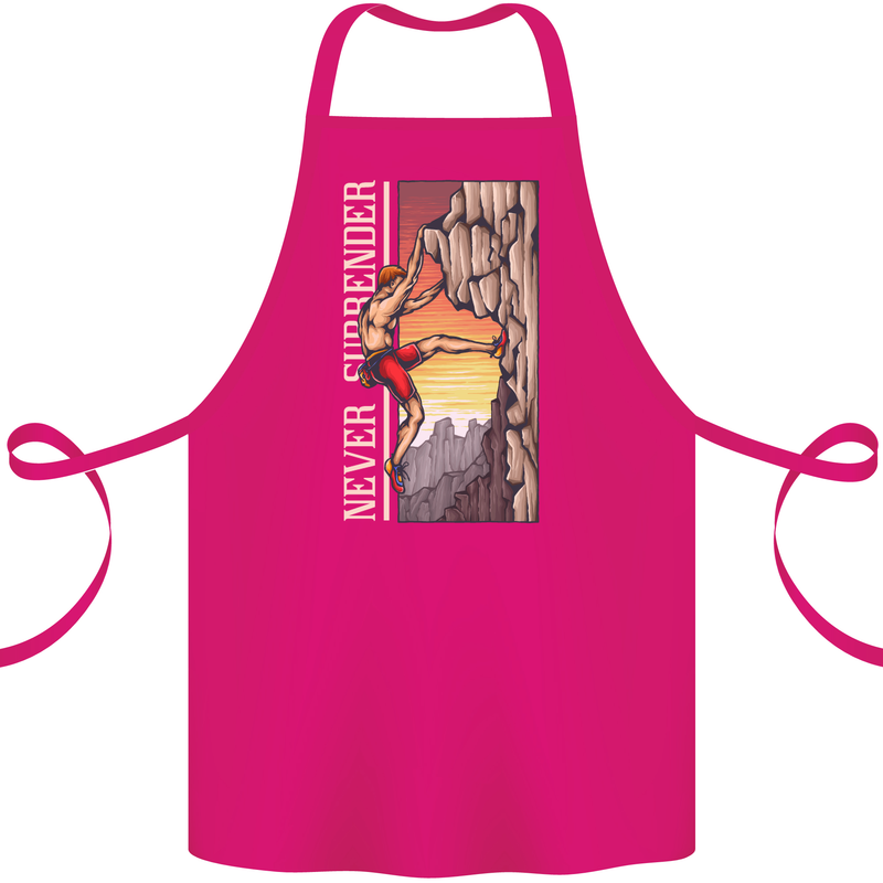 Never Surrender Rock Climbing Climber Cotton Apron 100% Organic Pink
