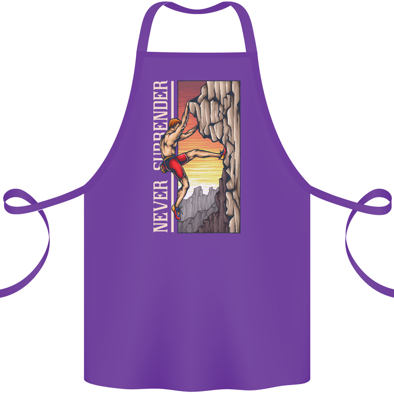 Never Surrender Rock Climbing Climber Cotton Apron 100% Organic Purple