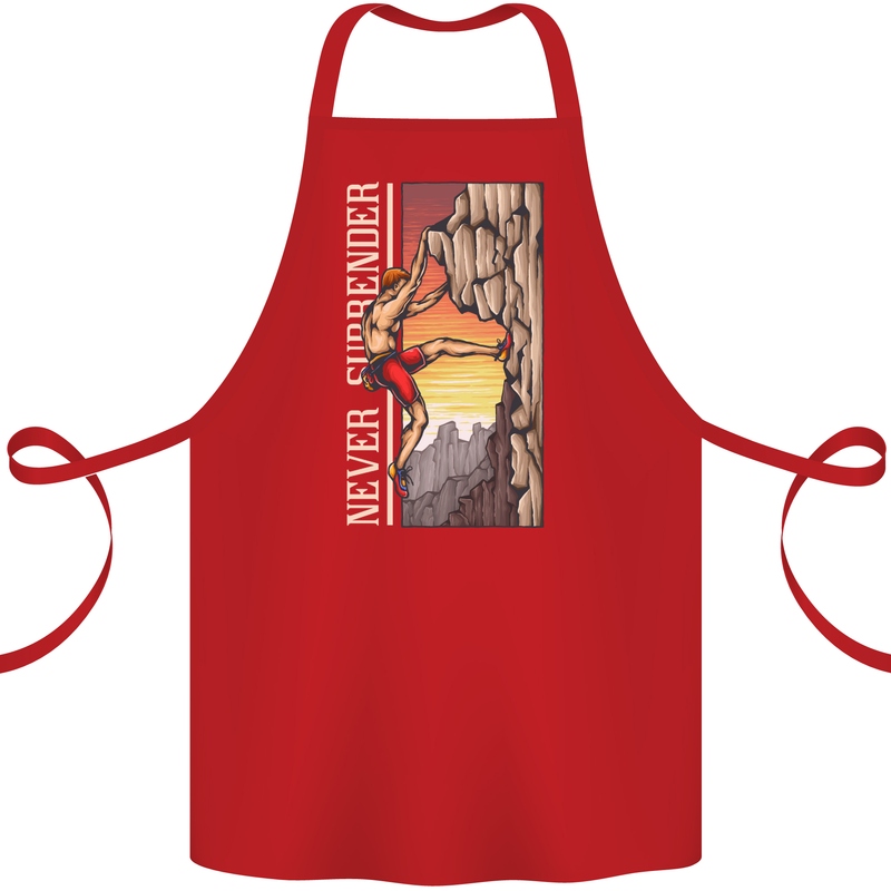 Never Surrender Rock Climbing Climber Cotton Apron 100% Organic Red