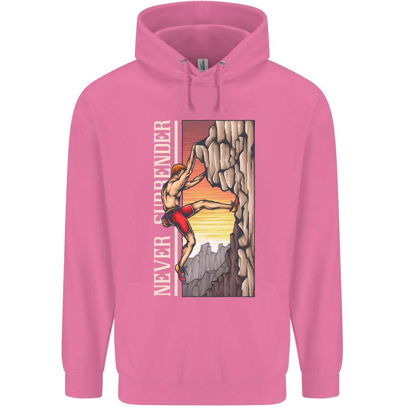 Never Surrender Rock Climbing Climber Mens 80% Cotton Hoodie Azelea