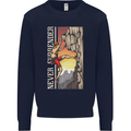 Never Surrender Rock Climbing Climber Mens Sweatshirt Jumper Navy Blue