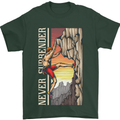 Never Surrender Rock Climbing Climber Mens T-Shirt Cotton Gildan Forest Green