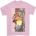 Never Surrender Rock Climbing Climber Mens T-Shirt Cotton Gildan Light Pink