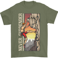 Never Surrender Rock Climbing Climber Mens T-Shirt Cotton Gildan Military Green