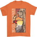 Never Surrender Rock Climbing Climber Mens T-Shirt Cotton Gildan Orange