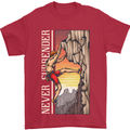 Never Surrender Rock Climbing Climber Mens T-Shirt Cotton Gildan Red