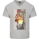 Never Surrender Rock Climbing Climber Mens V-Neck Cotton T-Shirt Sports Grey