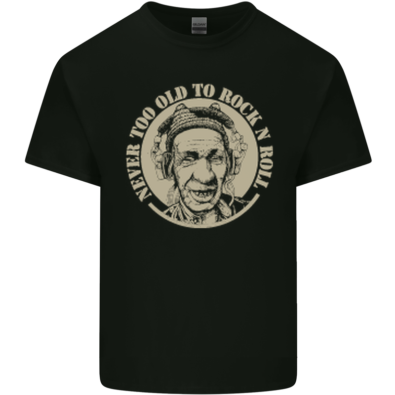 Never Too Old to Rock and Roll Mens Cotton T-Shirt Tee Top Black