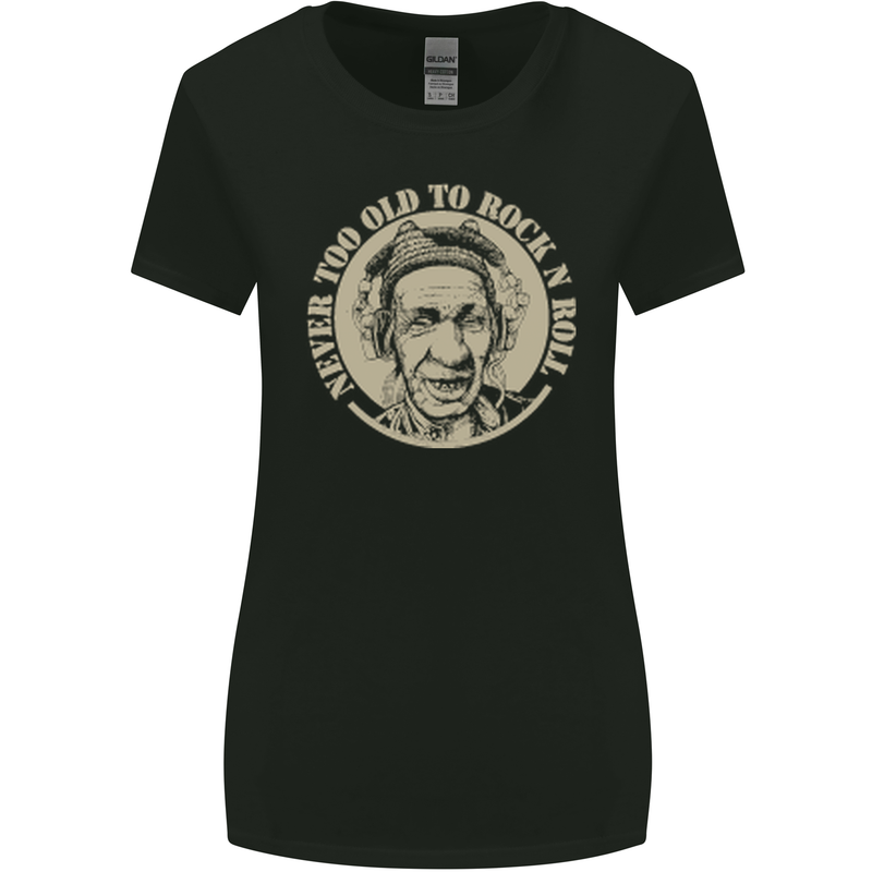 Never Too Old to Rock and Roll Womens Wider Cut T-Shirt Black