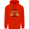 Never Underestimate an Old Man Guitar Childrens Kids Hoodie Bright Red