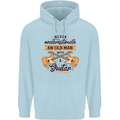 Never Underestimate an Old Man Guitar Childrens Kids Hoodie Light Blue