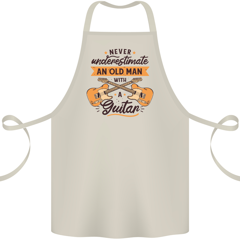 Never Underestimate an Old Man Guitar Cotton Apron 100% Organic Natural