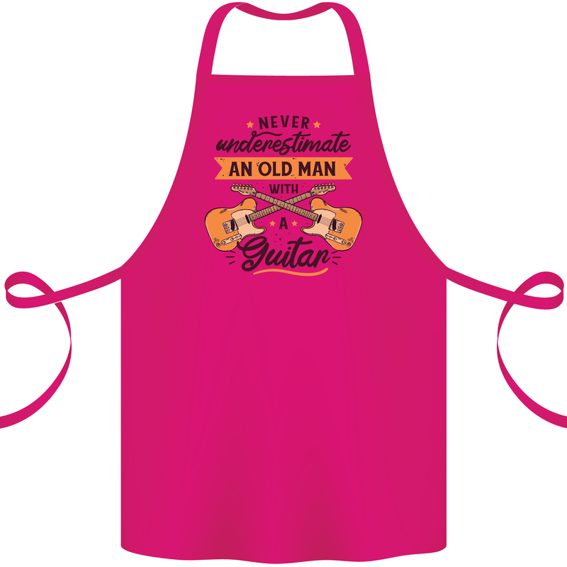 Never Underestimate an Old Man Guitar Cotton Apron 100% Organic Pink