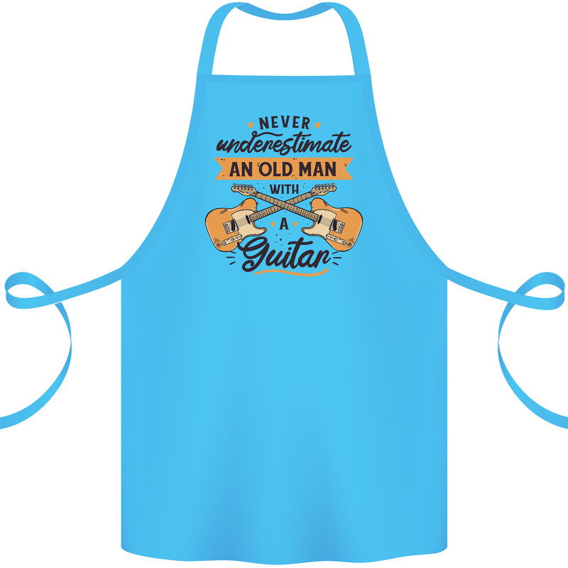 Never Underestimate an Old Man Guitar Cotton Apron 100% Organic Turquoise