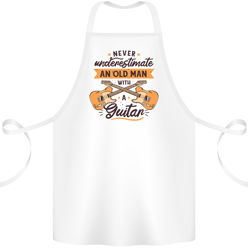 Never Underestimate an Old Man Guitar Cotton Apron 100% Organic White