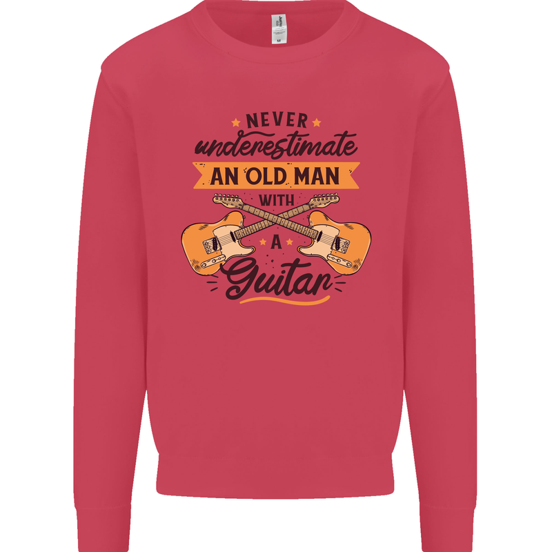 Never Underestimate an Old Man Guitar Kids Sweatshirt Jumper Heliconia