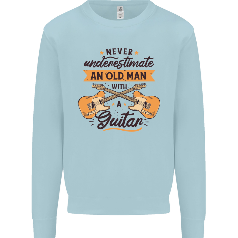 Never Underestimate an Old Man Guitar Kids Sweatshirt Jumper Light Blue